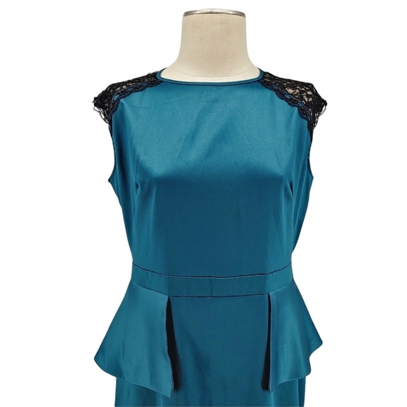 J. Taylor Women's Size 12 Jade Green Peplum Dress - Picture 7 of 9
